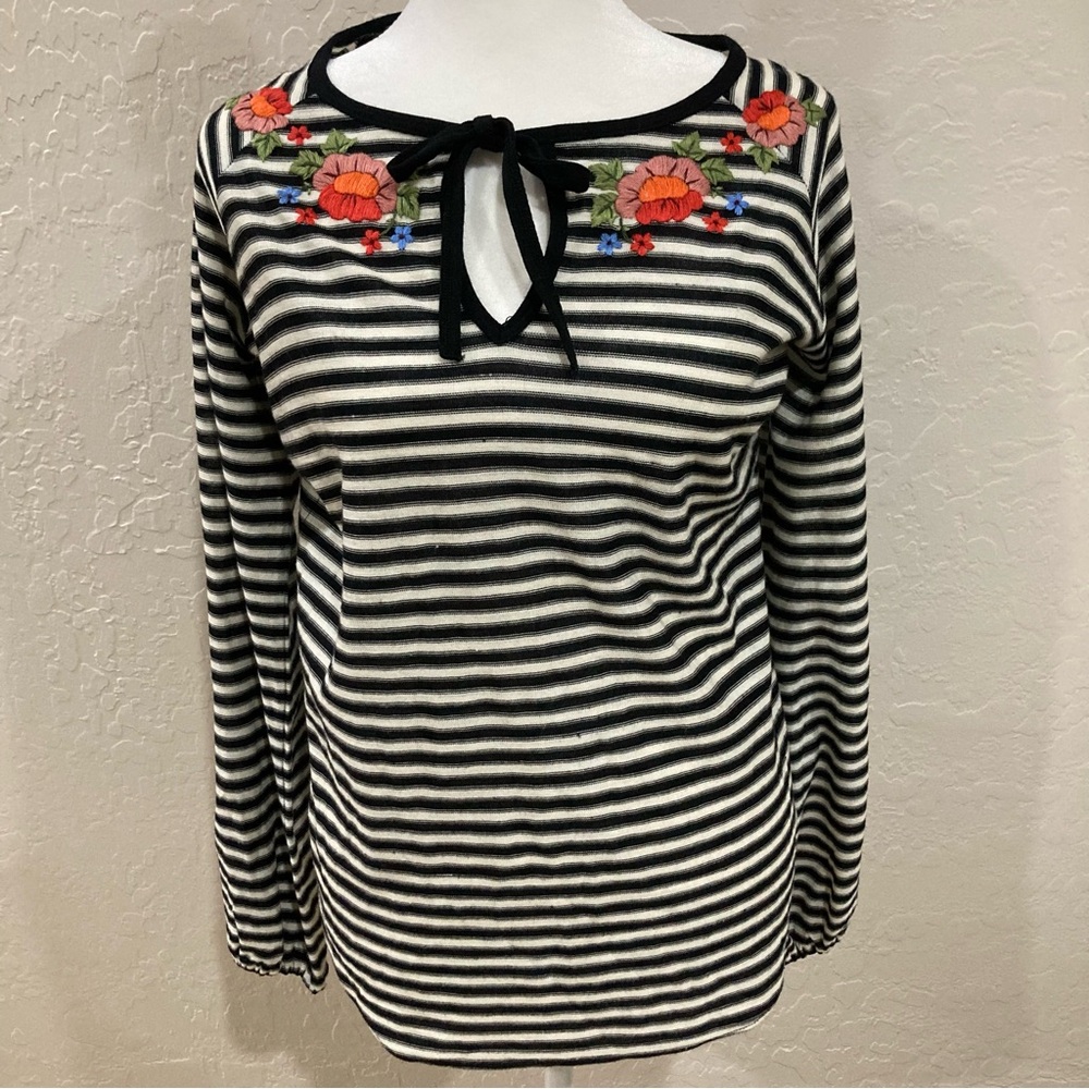 Adrienne for SW1 Women’s Vintage Wool Blend Sweater Floral Embroidery Size L